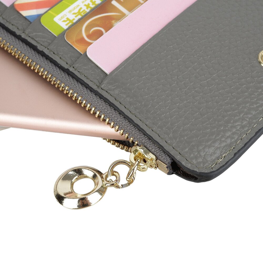 6968 RFID Blocking Leather Multi Card Organizer Wallet with Zipper Pocket - Picture 4 of 8